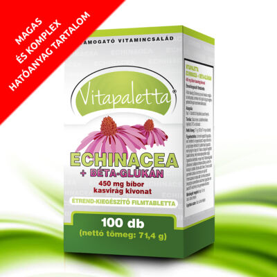 Vitapaletta Echinacea + Béta-Glükán 450 mg bíbor kasvirág kivonat étrend-kiegészítő filmtabletta